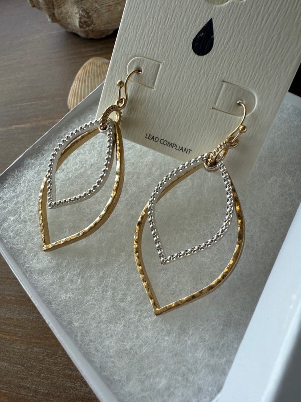 Gold and Crystal Double Teardrop Drop Earrings - Women Jewelry - Picture 6 of 8